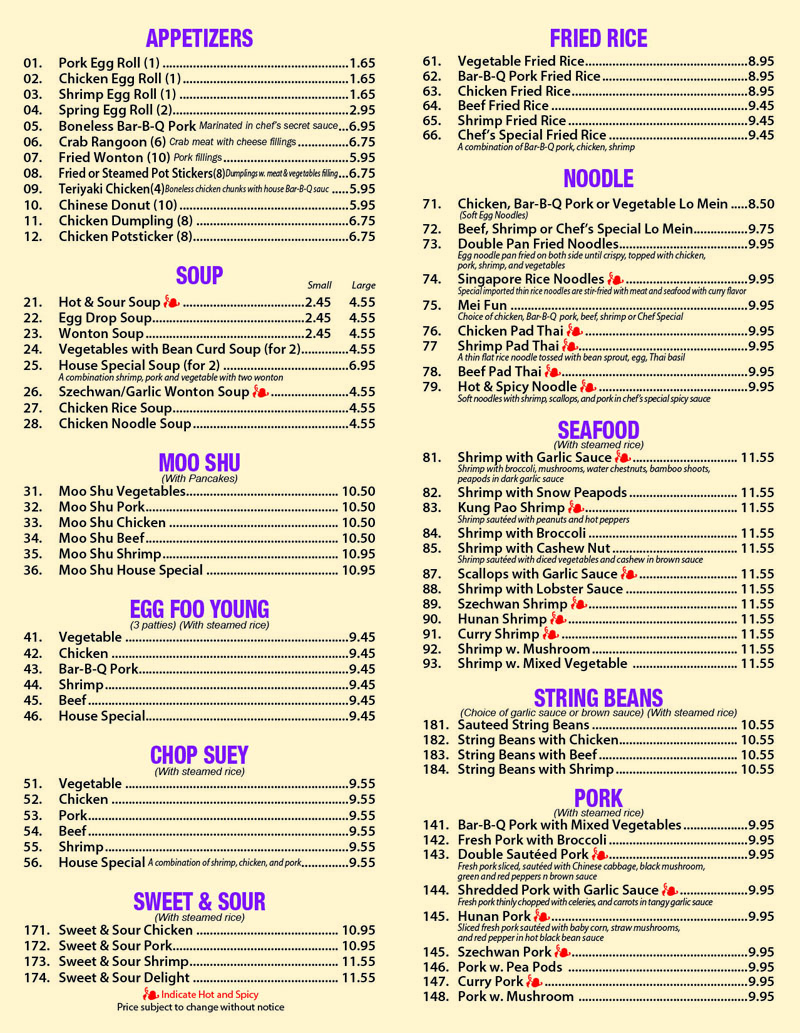 menu